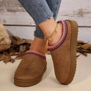 Camel Fashionable Women's Faux Fur Lined Sandals And Platform Snow Boots